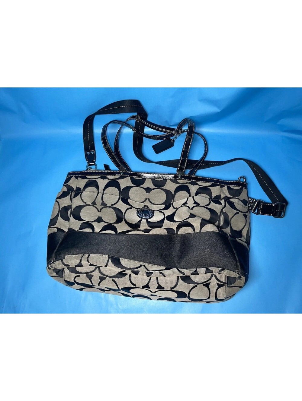 COACH Signature Stripe Jacquard Diaper Baby Bag Tote Purse F19202
